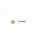 14K Gold Leaf Shape Diamond Cluster Flat Back Stud by Orlina Fine