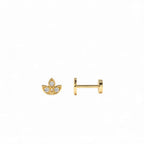 14K Gold Leaf Shape Diamond Cluster Flat Back Stud by Orlina Fine