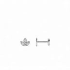 14K Gold Leaf Shape Diamond Cluster Flat Back Stud - view 3