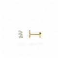 14K Gold Baguette Diamond Climber Flat Back Stud by Orlina Fine