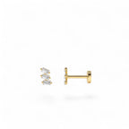 14K Gold Baguette Diamond Climber Flat Back Stud by Orlina Fine