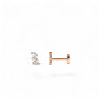 14K Gold Baguette Diamond Climber Flat Back Stud - view 2