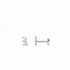14K Gold Baguette Diamond Climber Flat Back Stud - view 3