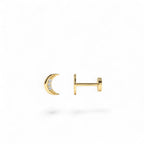 14K Gold Diamond Crescent Moon Flat Back Stud by Orlina Fine