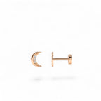 14K Gold Diamond Crescent Moon Flat Back Stud - view 2