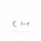 14K Gold Diamond Crescent Moon Flat Back Stud - view 3