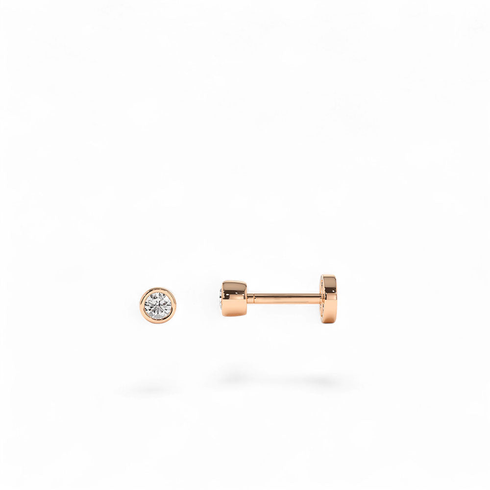 14K Gold Bezel Diamond Flat Back Stud - view 2