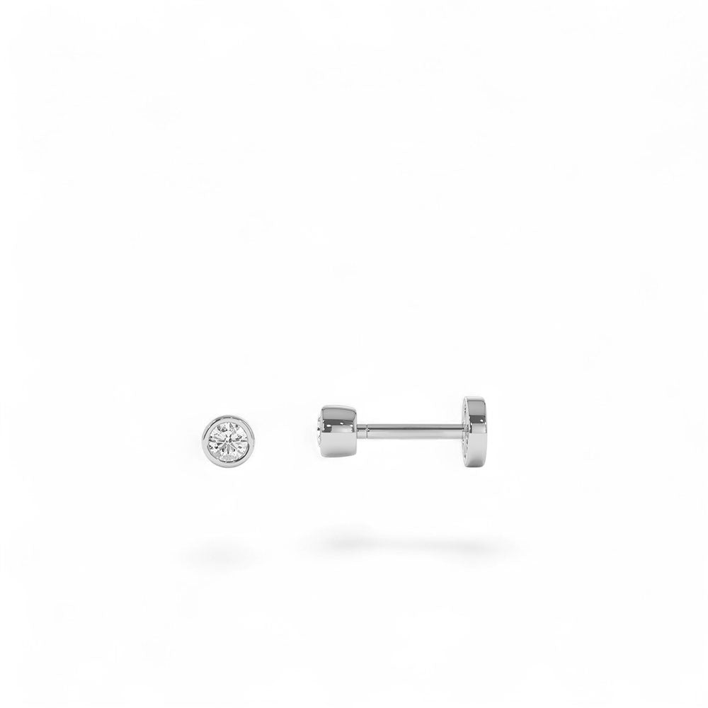 14K Gold Bezel Diamond Flat Back Stud - view 3