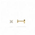 14K Gold Diamond Cluster Flat Back Stud by Orlina Fine