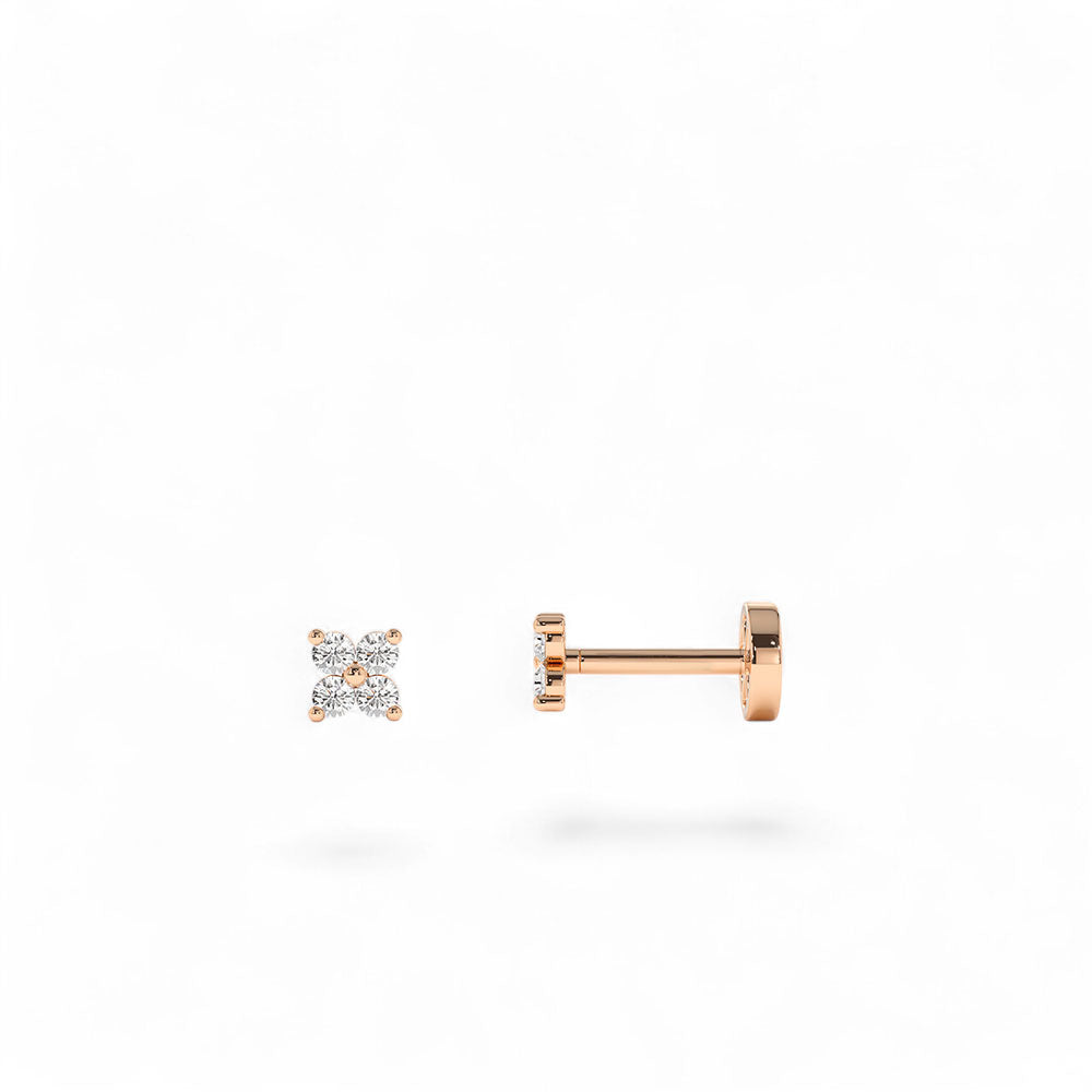 14K Gold Diamond Cluster Flat Back Stud - view 2