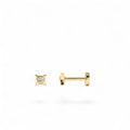 14K Gold Diamond Pyramid Internally Threaded Flat Back Stud by Orlina Fine