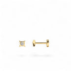 14K Gold Diamond Pyramid Internally Threaded Flat Back Stud by Orlina Fine
