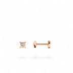 14K Gold Diamond Pyramid Internally Threaded Flat Back Stud - view 2