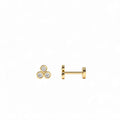 14K Gold Diamond Trio Internally Threaded Flat Back Stud by Orlina Fine
