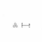 14K Gold Diamond Trio Internally Threaded Flat Back Stud - view 3