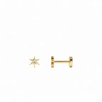 14K Gold Diamond North Star Internally Threaded Flat Back Stud by Orlina Fine