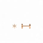 14K Gold Diamond North Star Internally Threaded Flat Back Stud - view 2