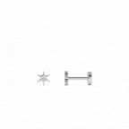 14K Gold Diamond North Star Internally Threaded Flat Back Stud - view 3