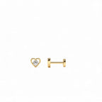 14K Gold Diamond Heart Internally Threaded Flat Back Stud by Orlina Fine
