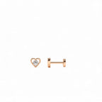 14K Gold Diamond Heart Internally Threaded Flat Back Stud - view 2