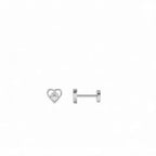 14K Gold Diamond Heart Internally Threaded Flat Back Stud - view 3