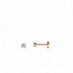 14K Gold Round Diamond Internally Threaded Flat Back Stud - view 2