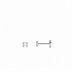 14K Gold Double Baguette Diamond Flat Back Piercing Stud - view 3