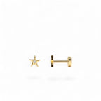 14K Gold Diamond Star Flat Back Piercing Stud by Orlina Fine
