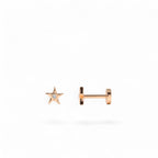14K Gold Diamond Star Flat Back Piercing Stud - view 2