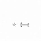 14K Gold Diamond Star Flat Back Piercing Stud - view 3