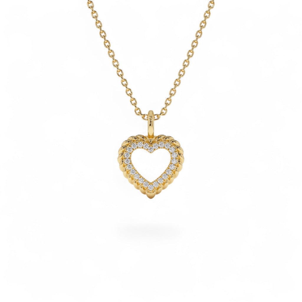 14k Gold Natural Diamond Open Heart Charm by Orlina Fine