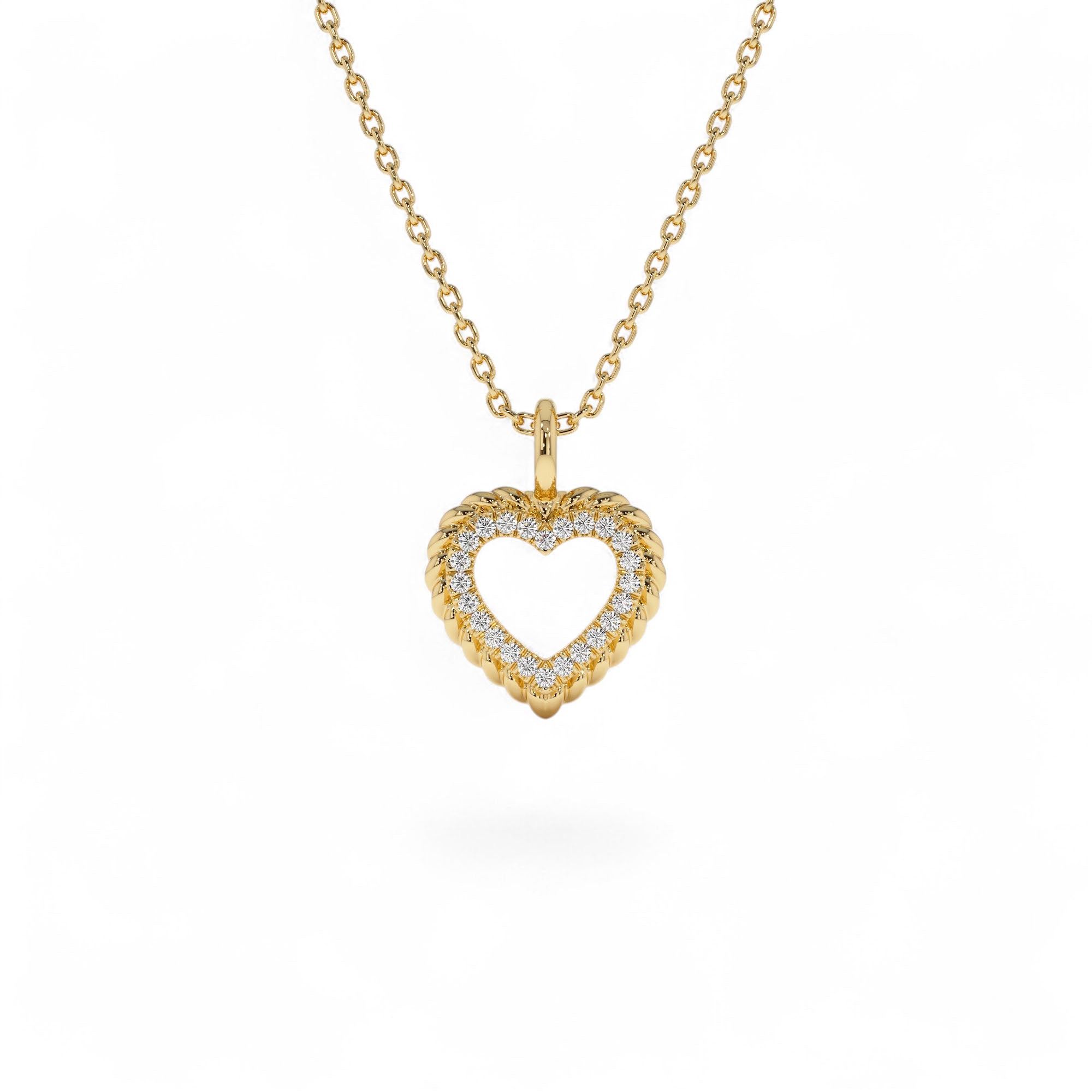 14k Gold Natural Diamond Open Heart Charm by Orlina Fine