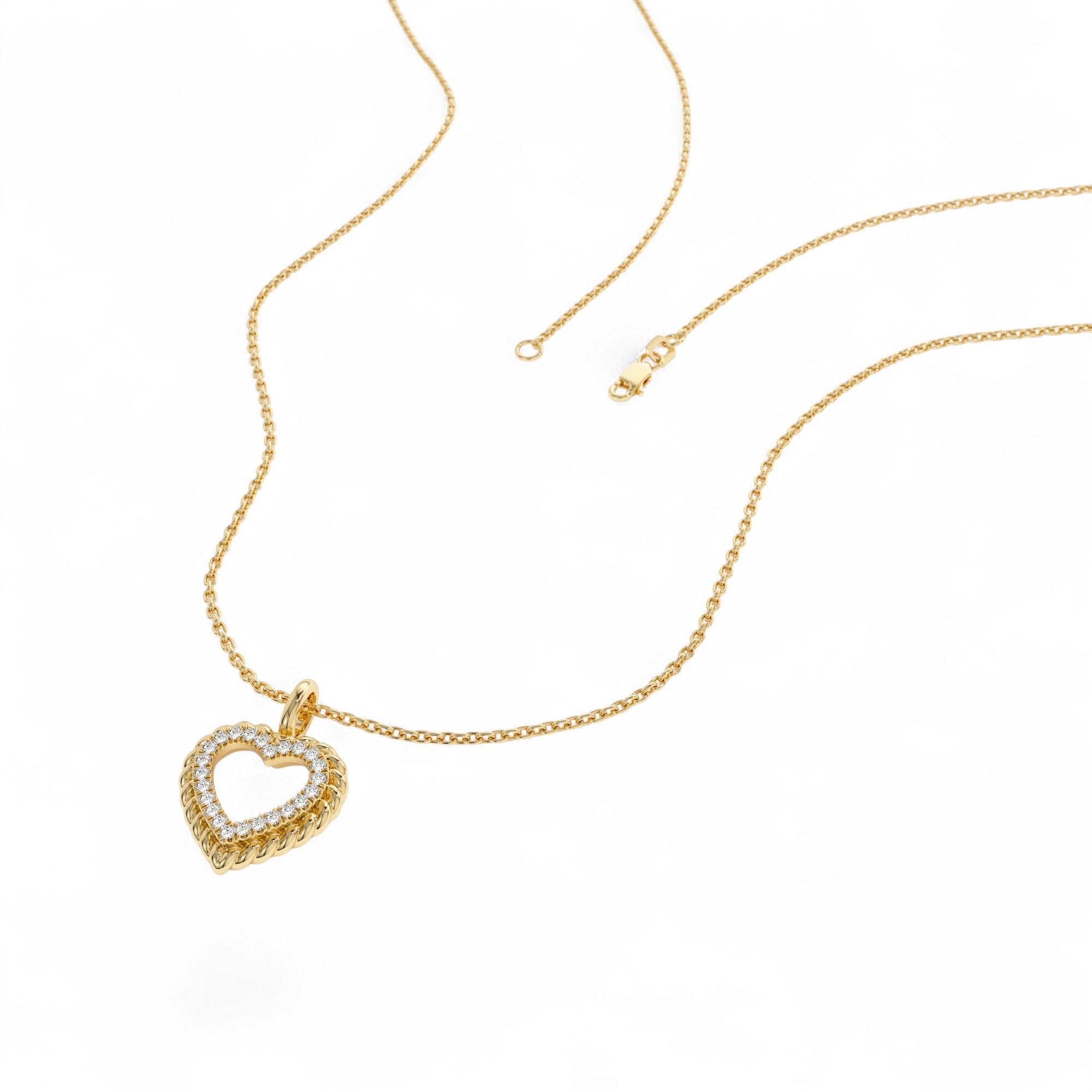 14k Gold Natural Diamond Open Heart Charm - view 2