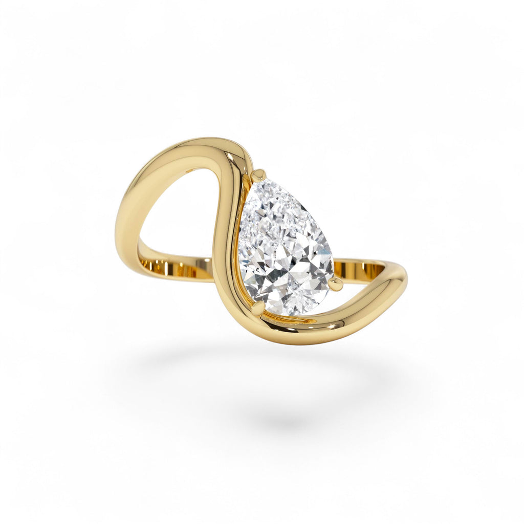 14K 1 CTW Pear Shape Lab Grown Diamond Ring by Orlina Fine