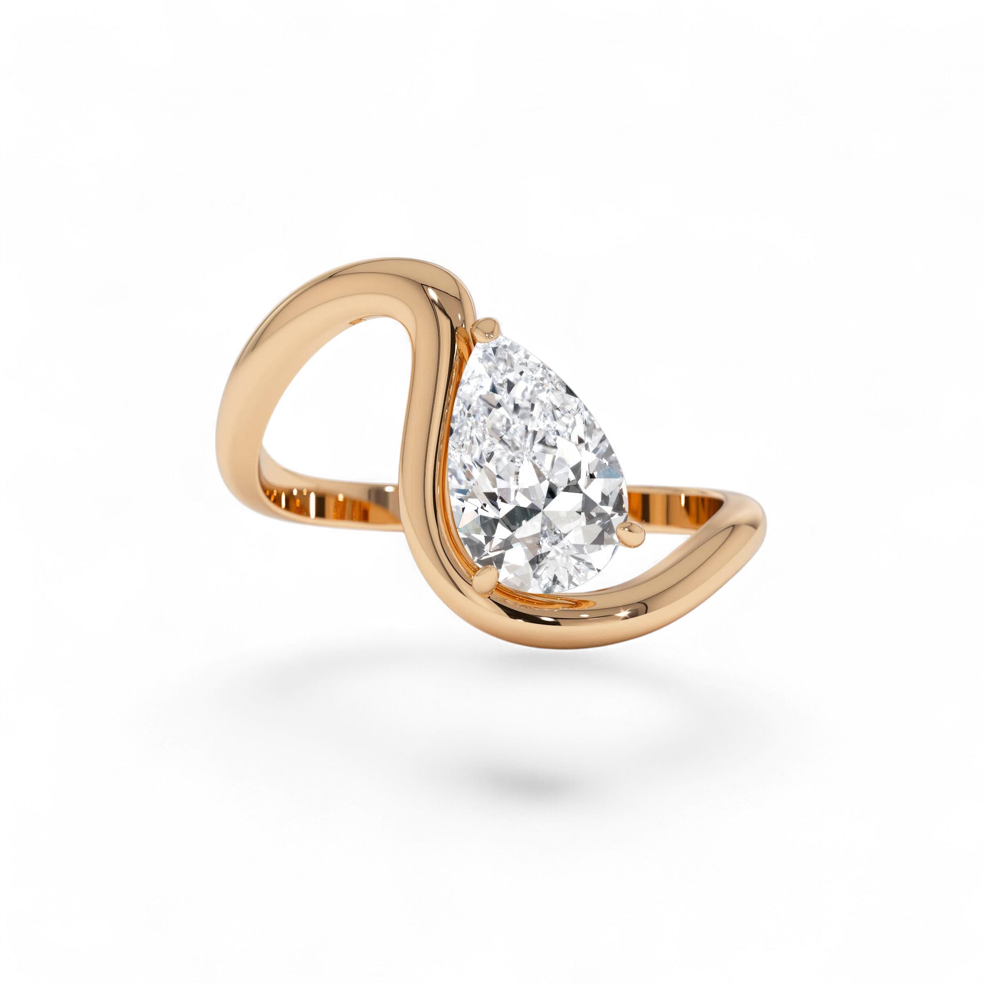 14K 1 CTW Pear Shape Lab Grown Diamond Ring - view 2