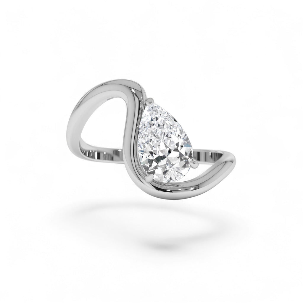 14K 1 CTW Pear Shape Lab Grown Diamond Ring - view 3