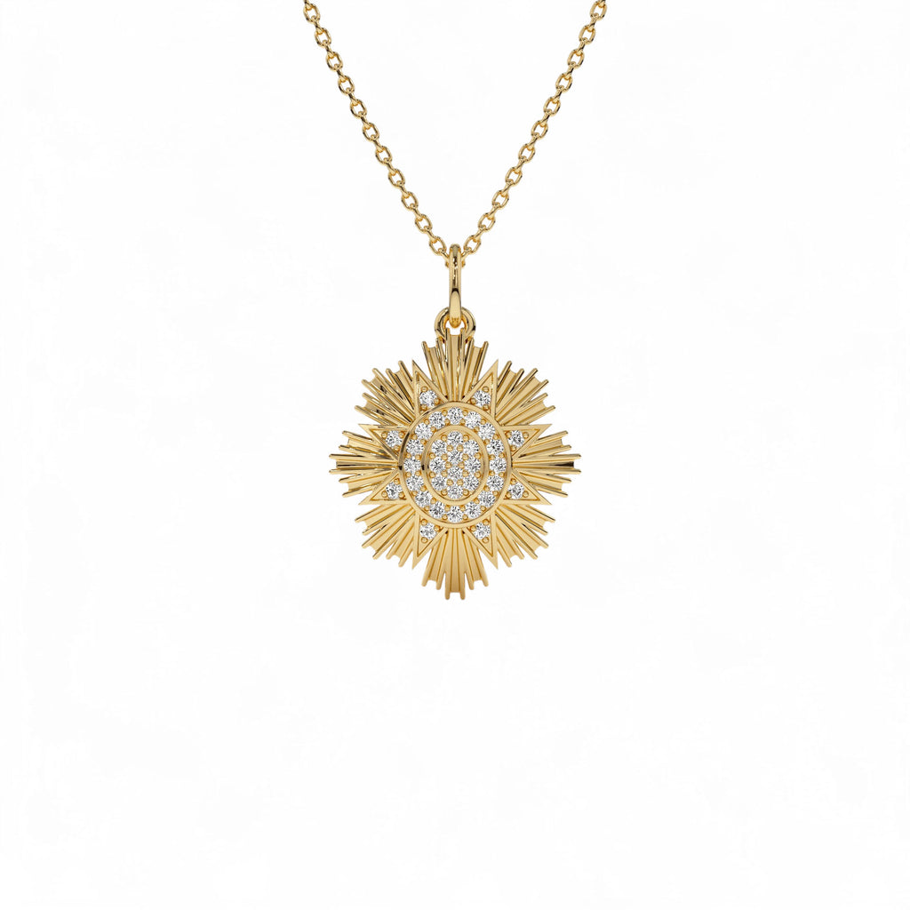 14k Celestial Diamond Sunburst Charm by Orlina Fine
