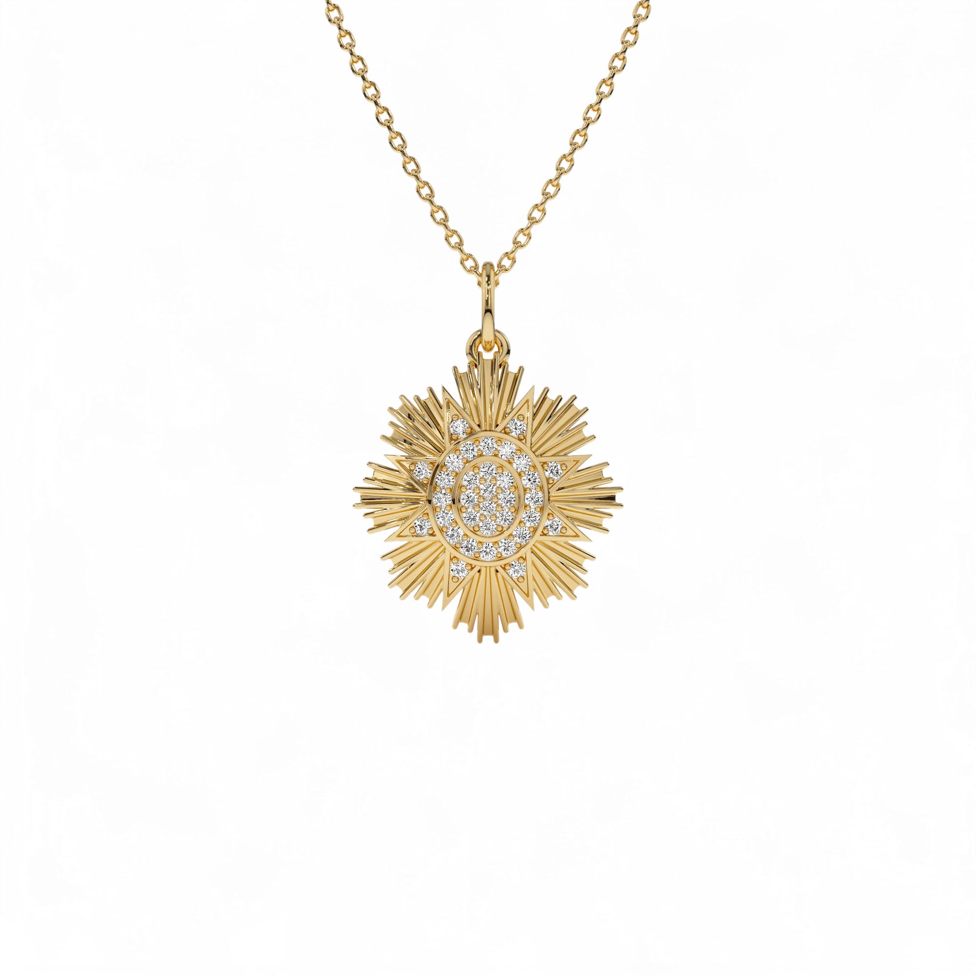 14k Celestial Diamond Sunburst Charm by Orlina Fine