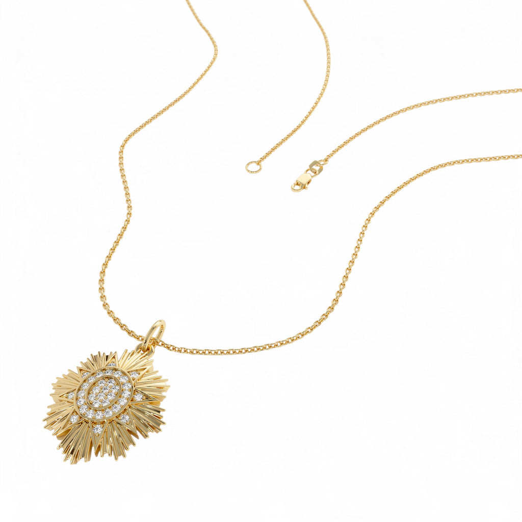 14k Celestial Diamond Sunburst Charm - view 3
