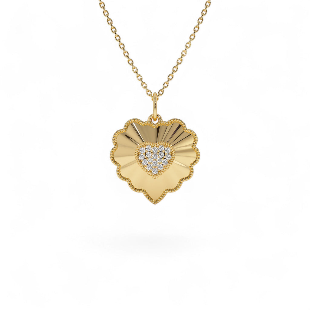 14k Diamond Heart Medallion Charm by Orlina Fine