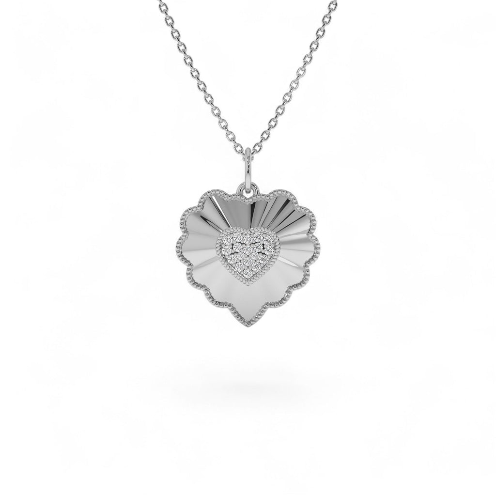 14k Diamond Heart Medallion Charm - view 2