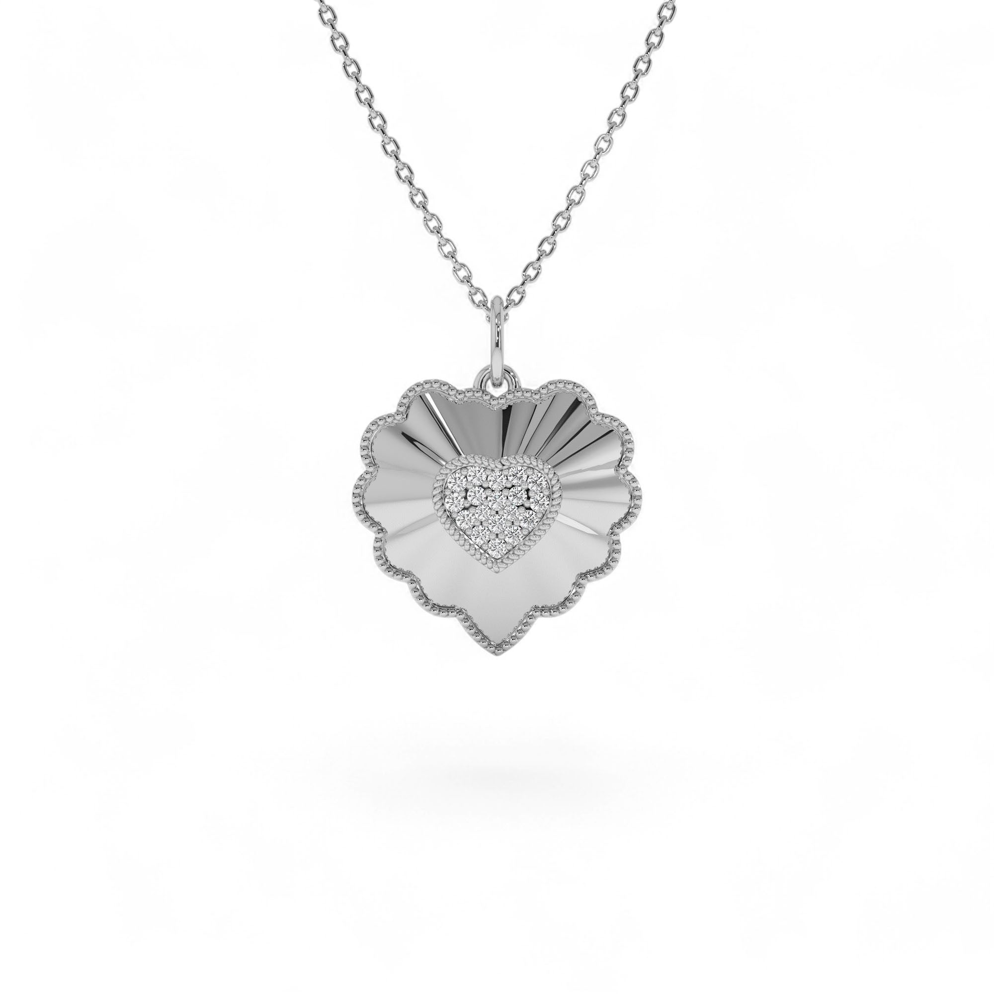 14k Diamond Heart Medallion Charm - view 2