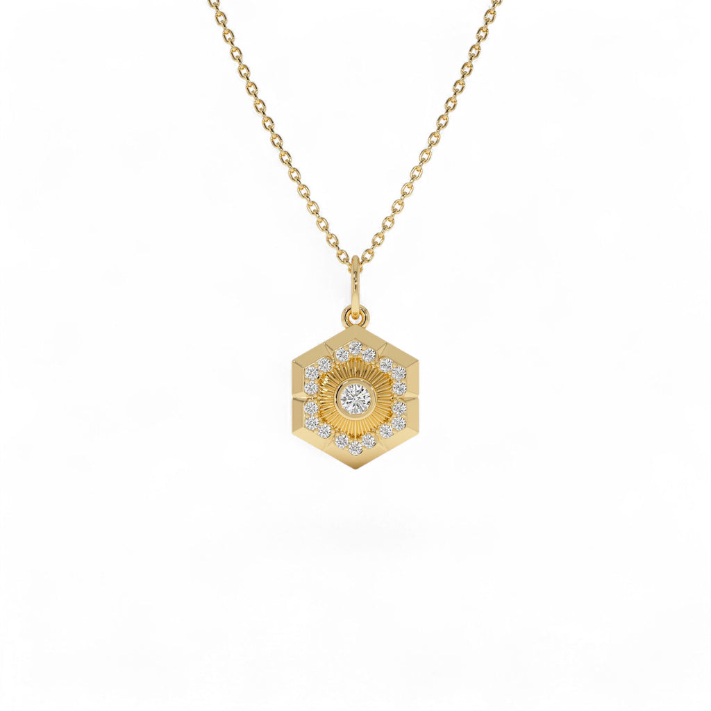 14k Diamond Hexagon Charm by Orlina Fine