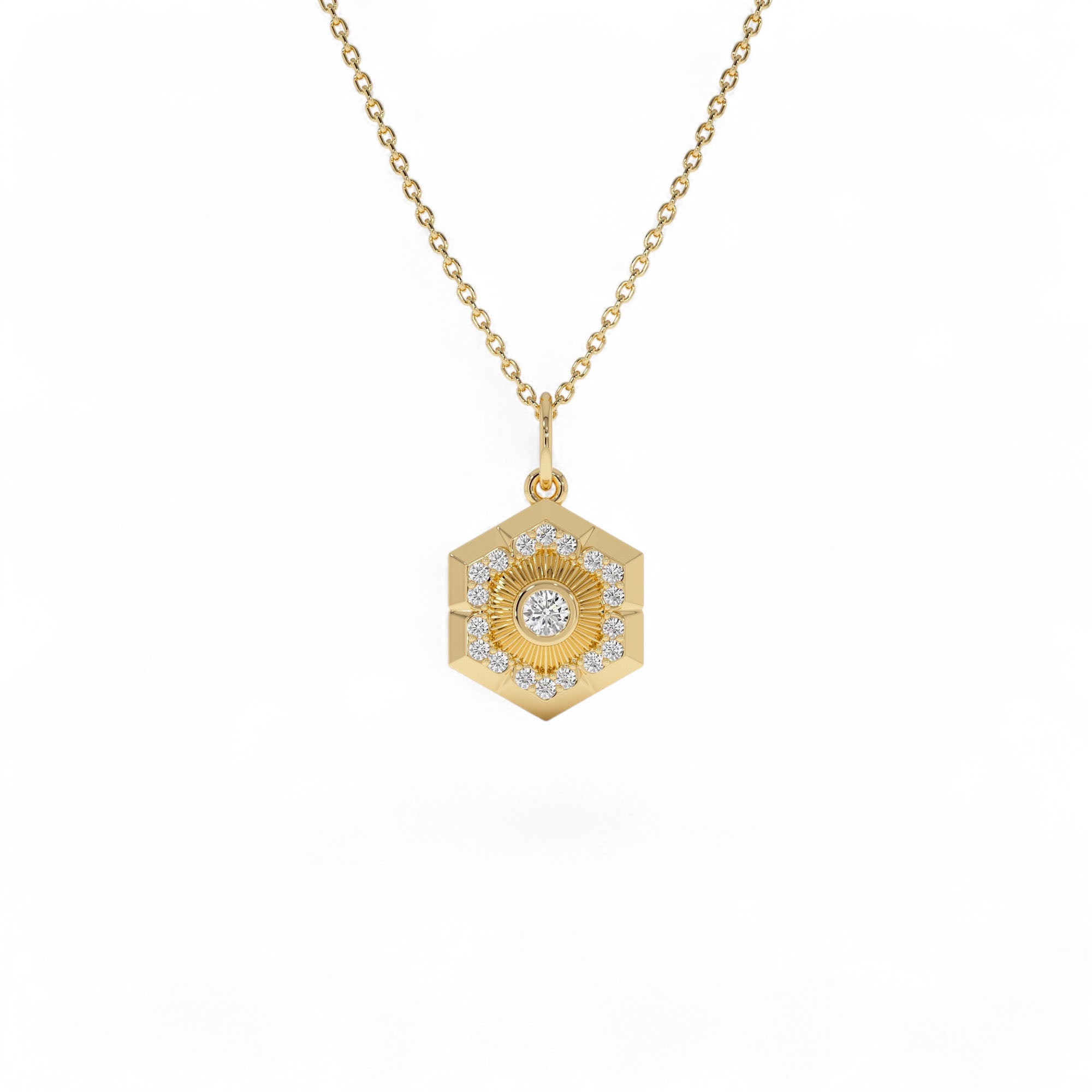 14k Diamond Hexagon Charm by Orlina Fine