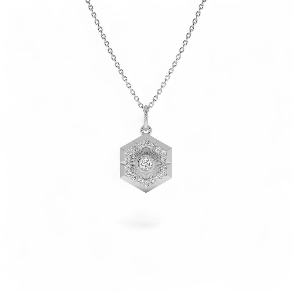 14k Diamond Hexagon Charm - view 2
