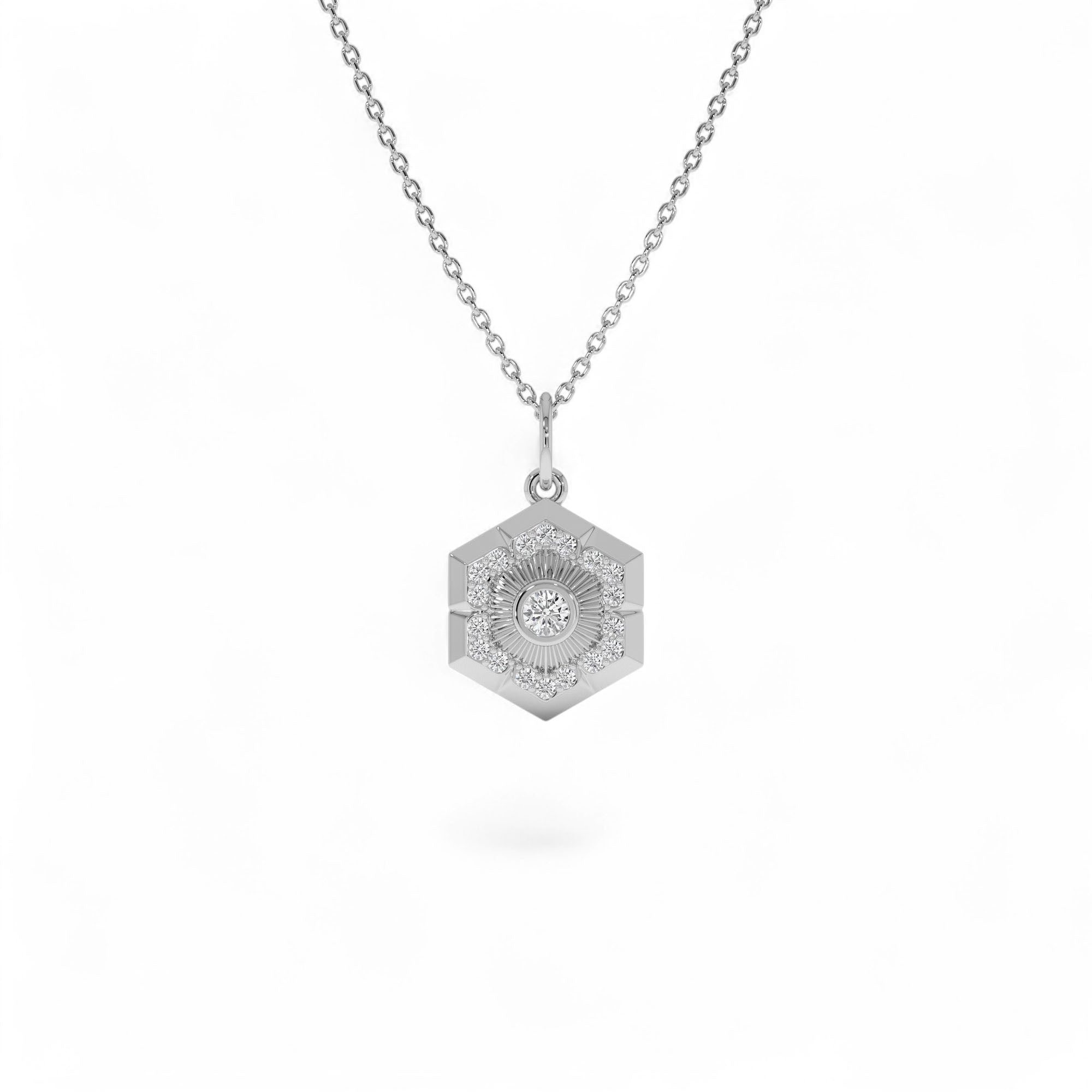 14k Diamond Hexagon Charm - view 2