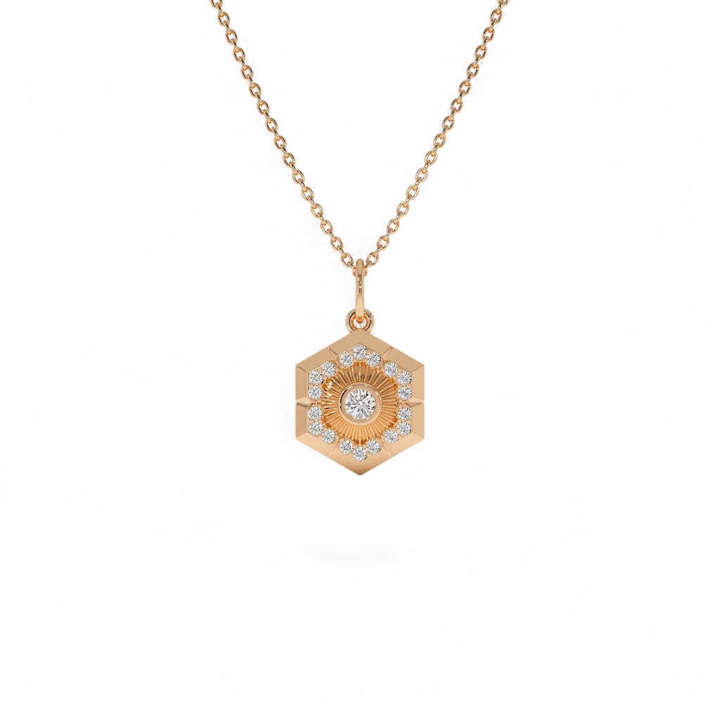 14k Diamond Hexagon Charm - view 3