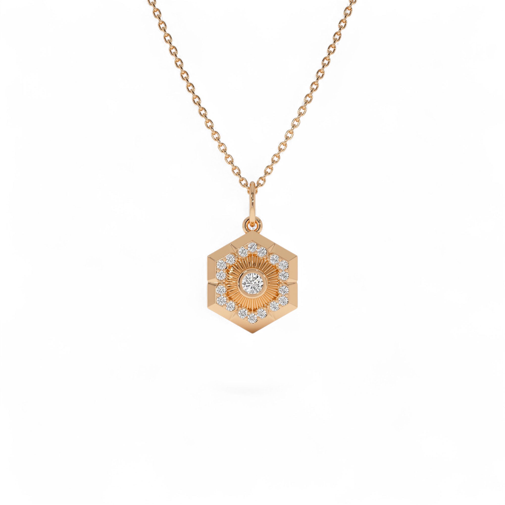 14k Diamond Hexagon Charm - view 3