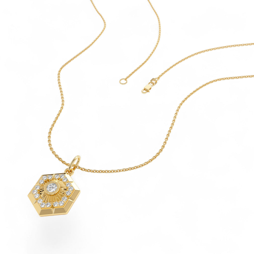 14k Diamond Hexagon Charm - view 4