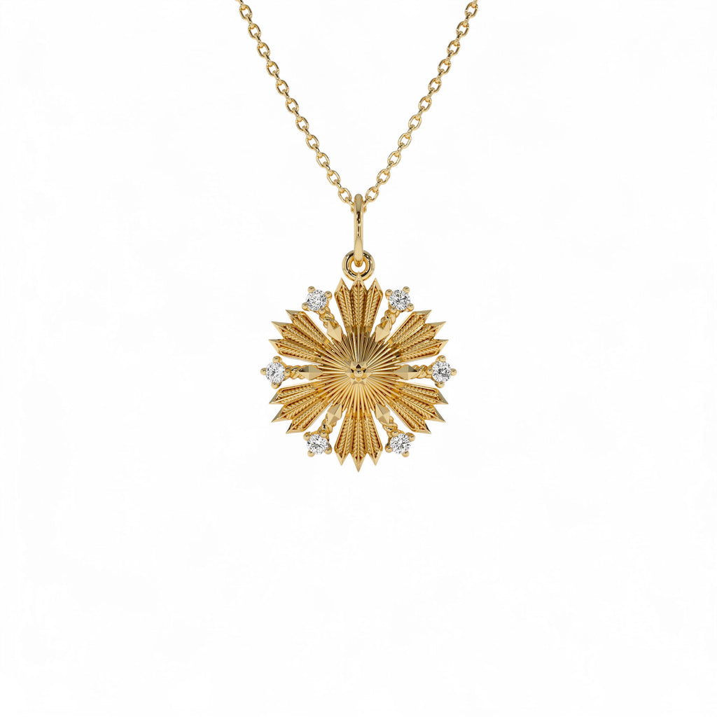 14k Unique Diamond Sunburst Charm by Orlina Fine